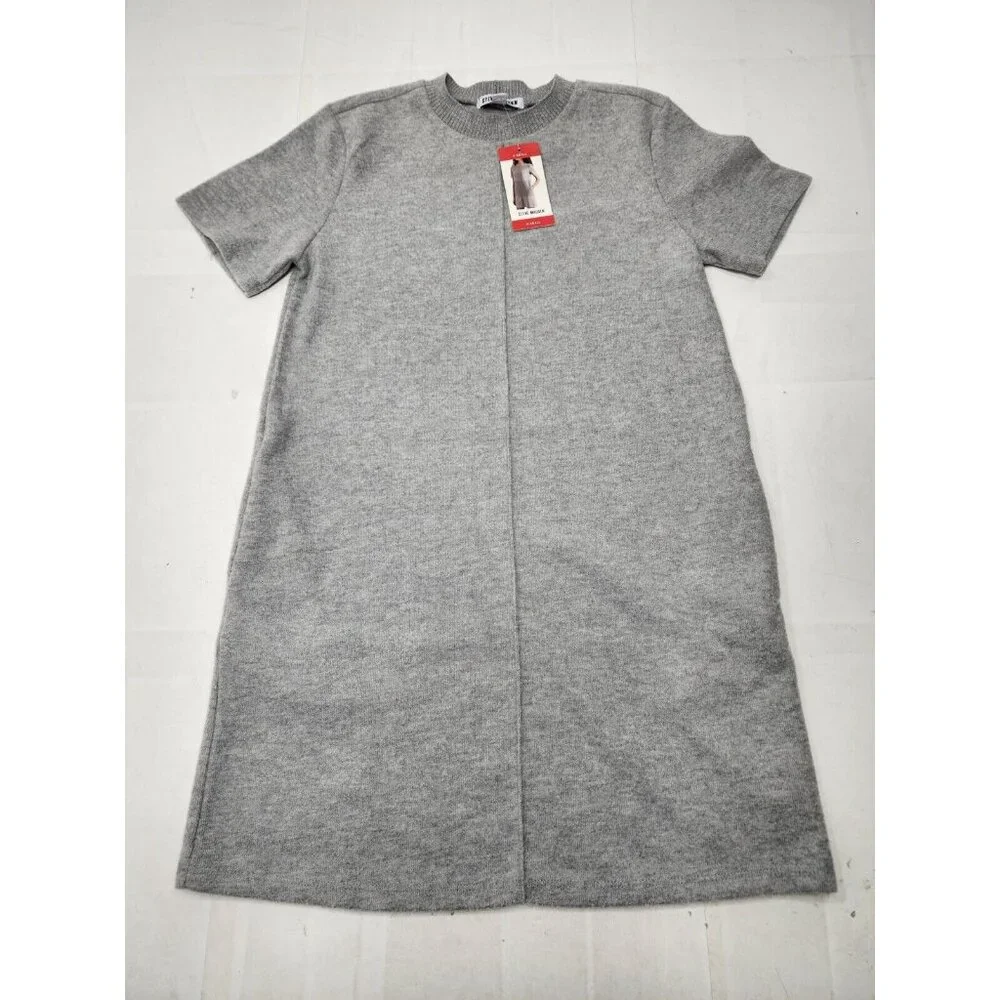 Steve Madden Women Lightweight Short Sleeve Pullover Sweater Dress Gray Size XS